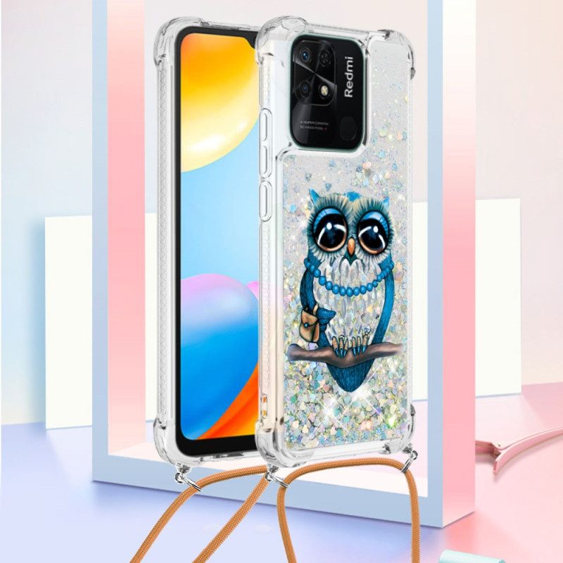 Skal För Xiaomi Redmi 10C Med Snodd Fröken Owl Paljett Dragsko