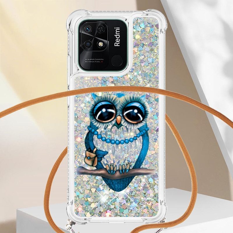 Skal För Xiaomi Redmi 10C Med Snodd Fröken Owl Paljett Dragsko