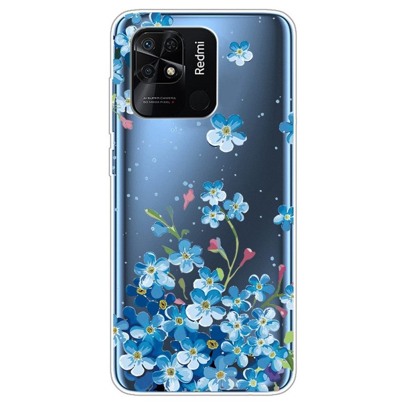 Skal För Xiaomi Redmi 10C Transparenta Blå Blommor