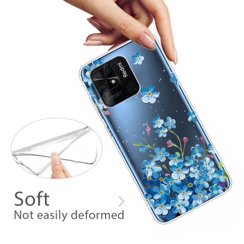 Skal För Xiaomi Redmi 10C Transparenta Blå Blommor