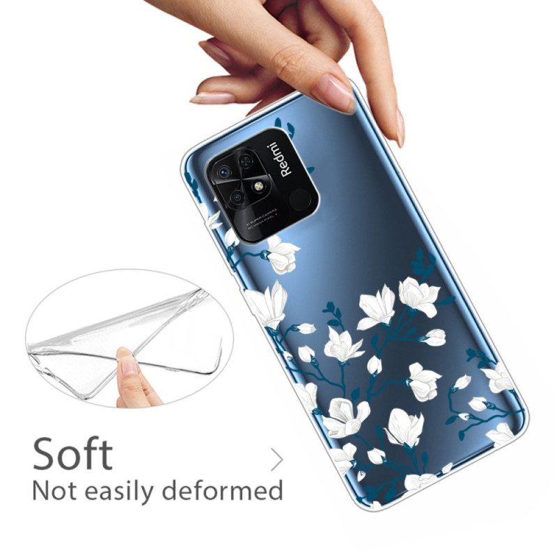 Skal För Xiaomi Redmi 10C Transparenta Vita Blommor