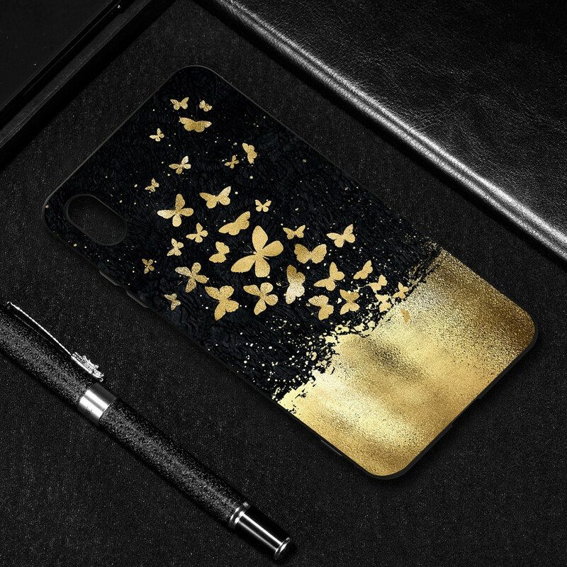 Skal För Xiaomi Redmi 7A Flexibel Silikonfjärilar Guld