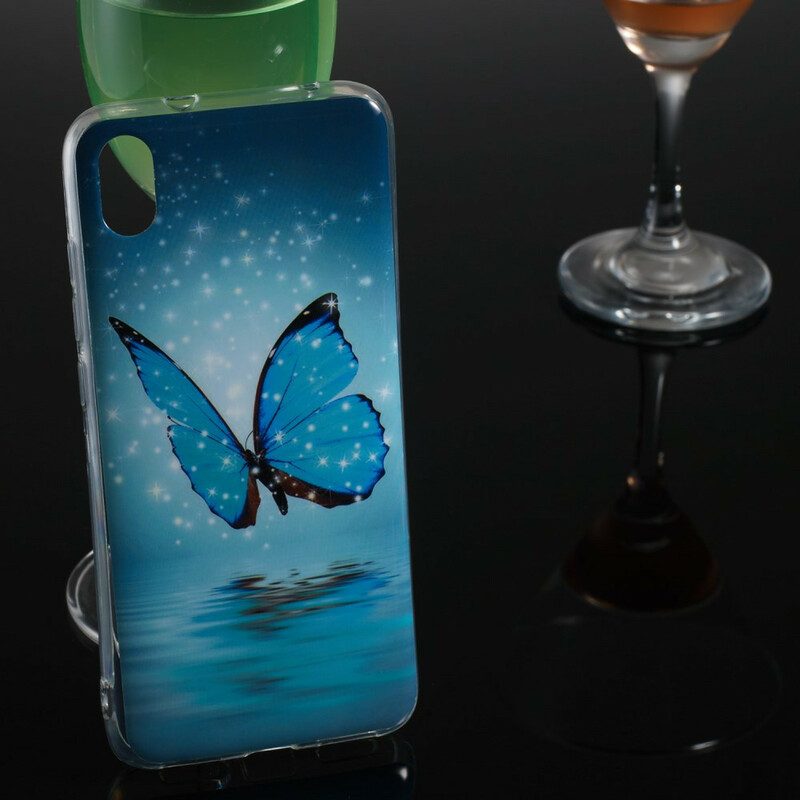 Skal För Xiaomi Redmi 7A Fluorescerande Blå Fjäril