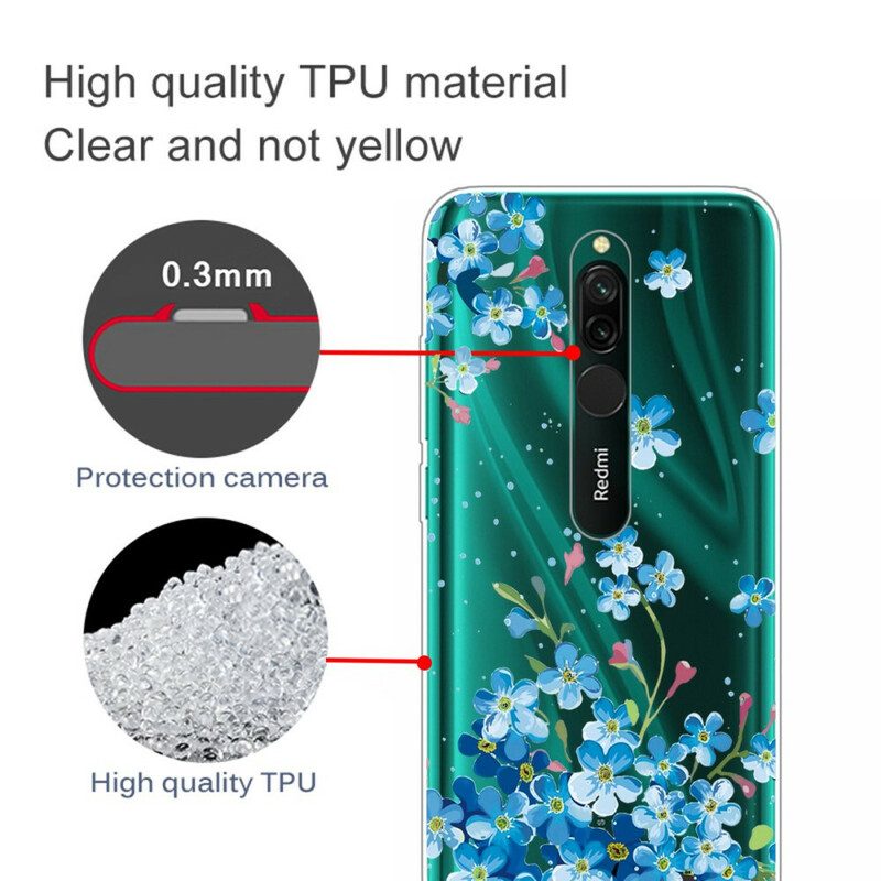 Skal För Xiaomi Redmi 8 Bukett Blå Blommor