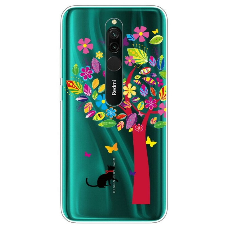 Skal För Xiaomi Redmi 8 Katt Under Det Färgade Trädet