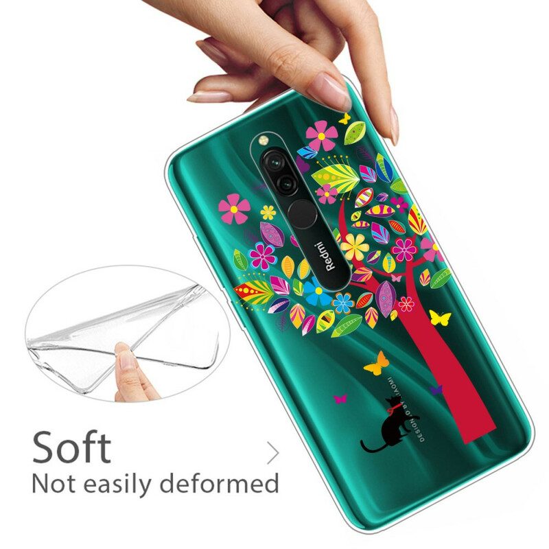 Skal För Xiaomi Redmi 8 Katt Under Det Färgade Trädet