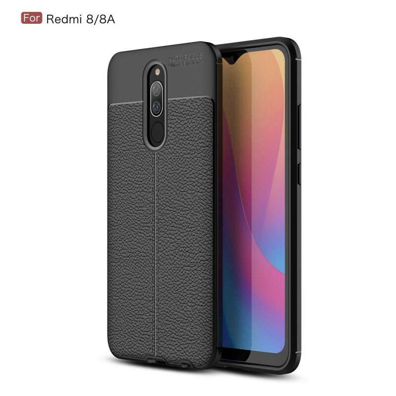 Skal För Xiaomi Redmi 8A Double Line Litchi Lädereffekt