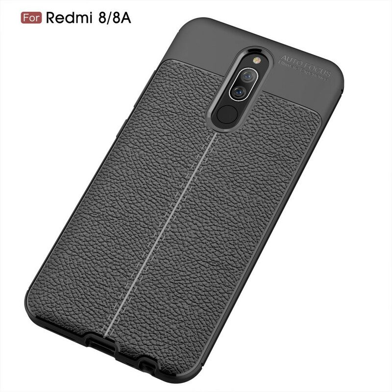 Skal För Xiaomi Redmi 8A Double Line Litchi Lädereffekt