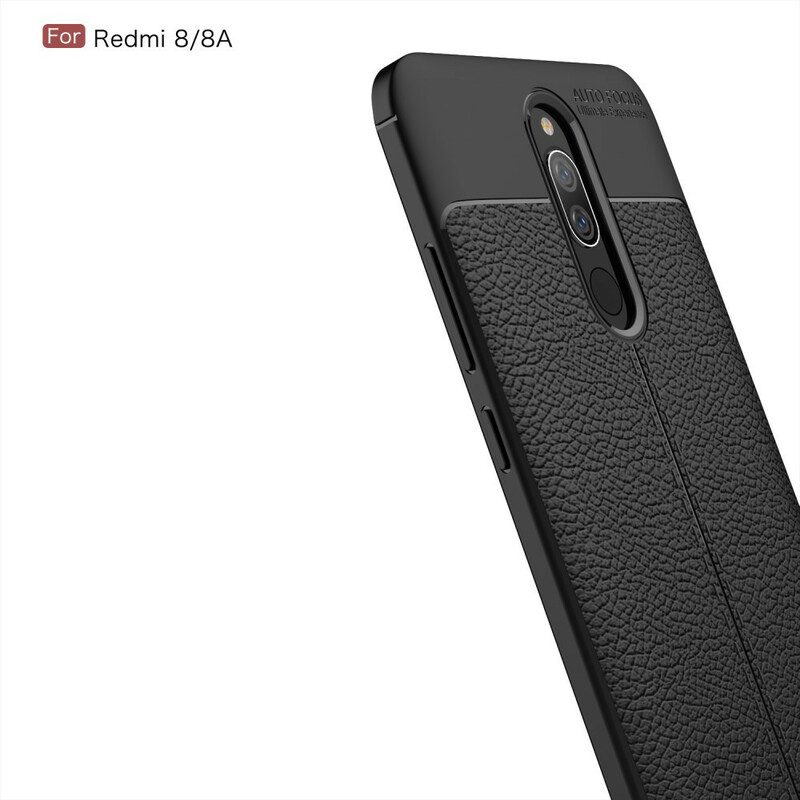 Skal För Xiaomi Redmi 8A Double Line Litchi Lädereffekt