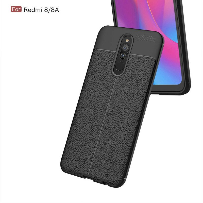 Skal För Xiaomi Redmi 8A Double Line Litchi Lädereffekt