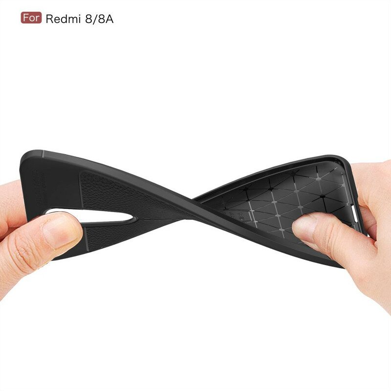 Skal För Xiaomi Redmi 8A Double Line Litchi Lädereffekt