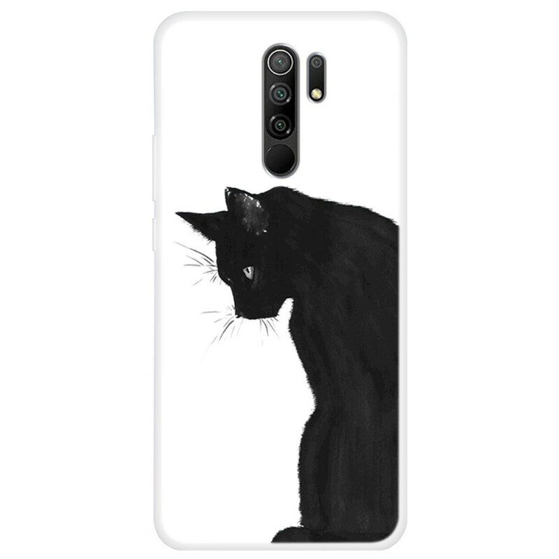 Skal För Xiaomi Redmi 9 Tänkande Svart Katt