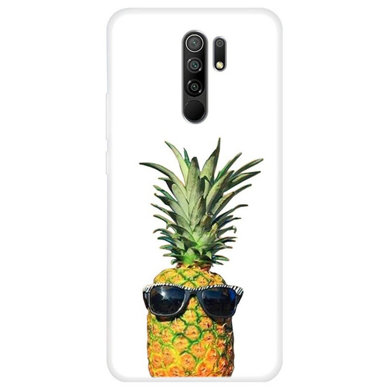 Skal För Xiaomi Redmi 9 Transparent Ananas Med Glasögon