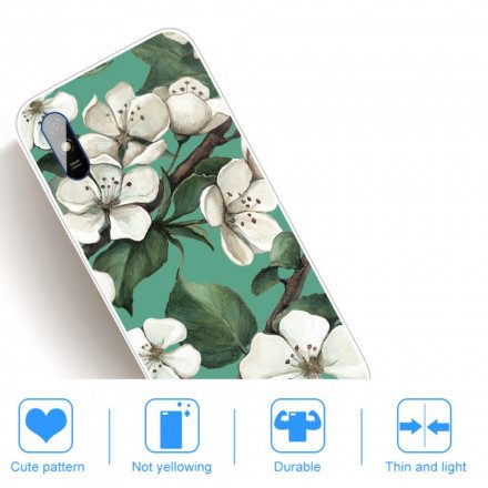 Skal För Xiaomi Redmi 9A Målade Vita Blommor