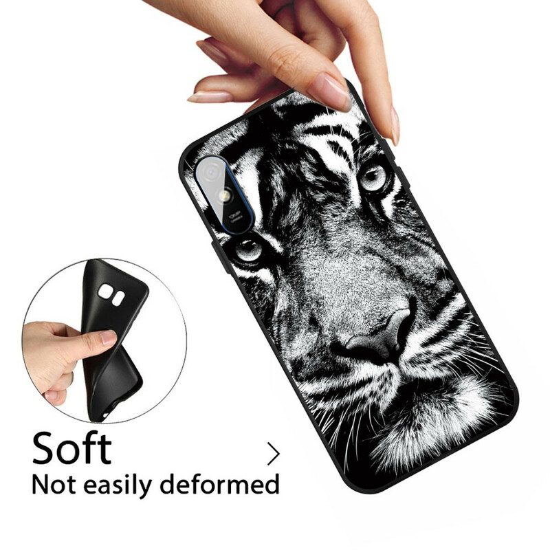 Skal För Xiaomi Redmi 9A Svartvit Tiger