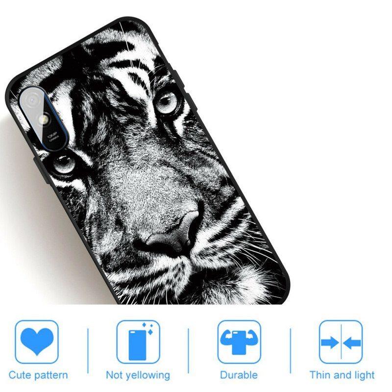 Skal För Xiaomi Redmi 9A Svartvit Tiger