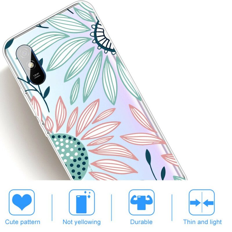 Skal För Xiaomi Redmi 9A Transparent En Blomma