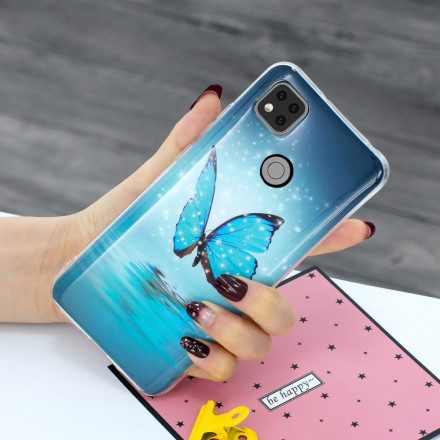 Skal För Xiaomi Redmi 9C Fluorescerande Blå Fjäril