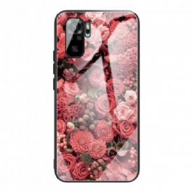 Skal För Xiaomi Redmi Note 10 / 10S Rosa Blommor I Härdat Glas