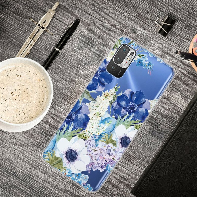 Skal För Xiaomi Redmi Note 10 5G / Poco M3 Pro 5G Akvarell Blå Blommor