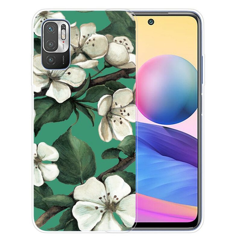 Skal För Xiaomi Redmi Note 10 5G / Poco M3 Pro 5G Målade Vita Blommor