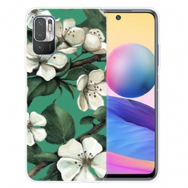 Skal För Xiaomi Redmi Note 10 5G / Poco M3 Pro 5G Målade Vita Blommor