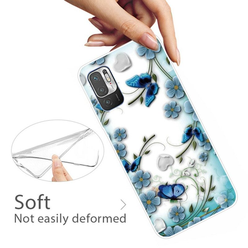 Skal För Xiaomi Redmi Note 10 5G / Poco M3 Pro 5G Retro Fjärilar Och Blommor