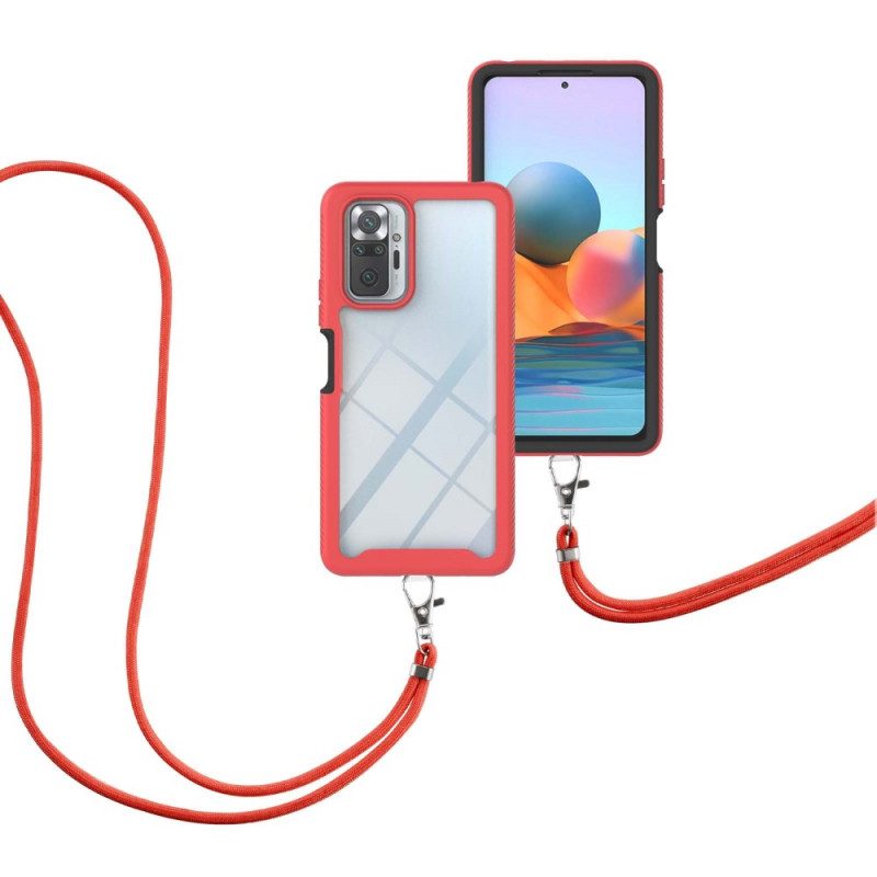 Skal För Xiaomi Redmi Note 10 Pro Hybrid Med Dragsko Och Färgad Trim