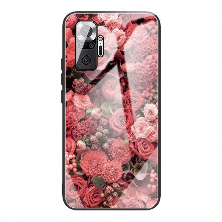 Skal För Xiaomi Redmi Note 10 Pro Rosa Blommor I Härdat Glas