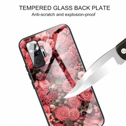 Skal För Xiaomi Redmi Note 10 Pro Rosa Blommor I Härdat Glas