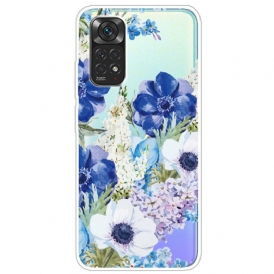 Skal För Xiaomi Redmi Note 11 / 11S Akvarell Blå Blommor Sömlös