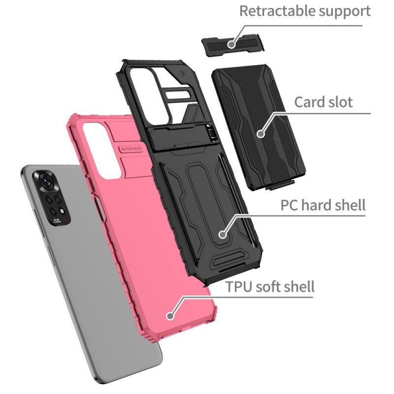 Skal För Xiaomi Redmi Note 11 / 11S Glidkortshållare Och Stativ