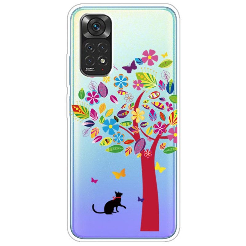 Skal För Xiaomi Redmi Note 11 / 11S Katt Under Det Färgade Trädet