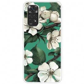 Skal För Xiaomi Redmi Note 11 / 11S Målade Vita Blommor