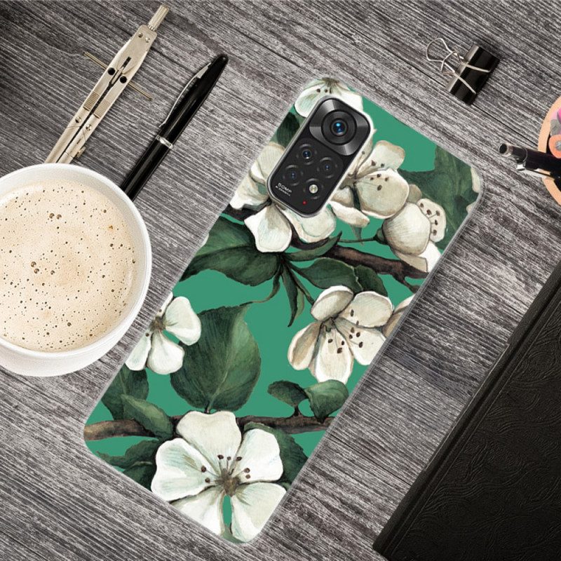 Skal För Xiaomi Redmi Note 11 / 11S Målade Vita Blommor
