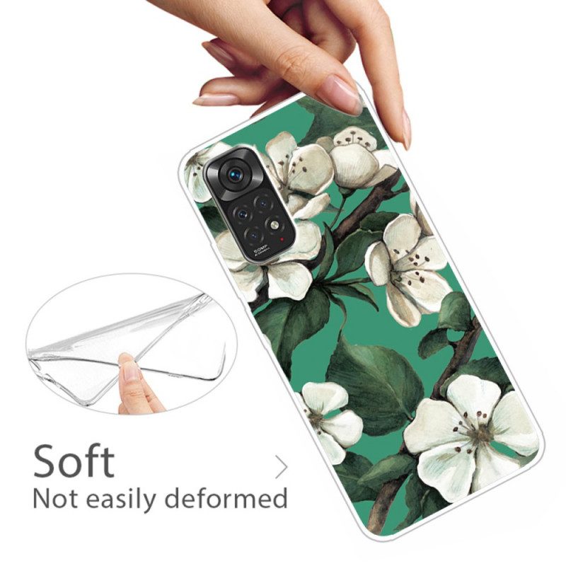 Skal För Xiaomi Redmi Note 11 / 11S Målade Vita Blommor