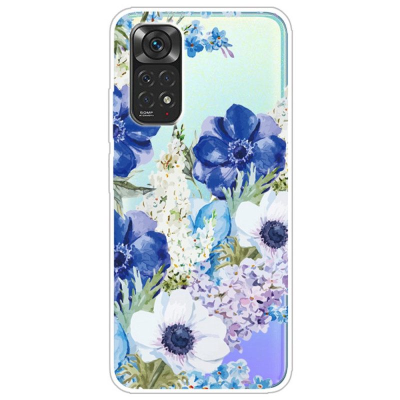 Skal För Xiaomi Redmi Note 11 Pro 4G / 5G Akvarell Blå Blommor