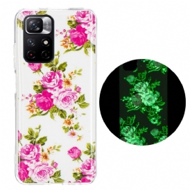 Skal För Xiaomi Redmi Note 11 Pro Plus 5G Fluorescerande Frihetsblommor