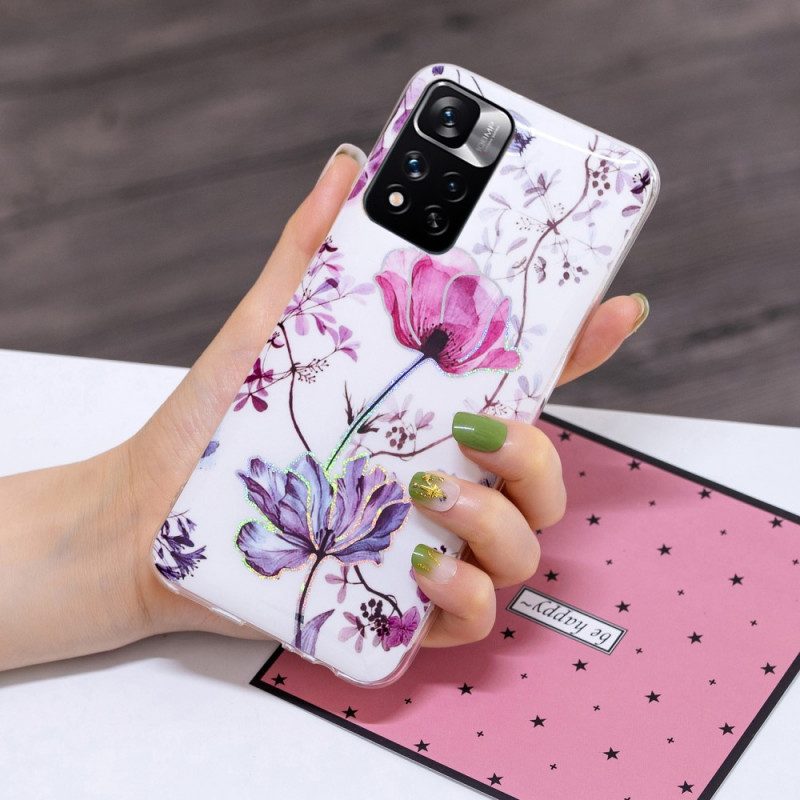 Skal För Xiaomi Redmi Note 11 Pro Plus 5G Marmorerade Blommor