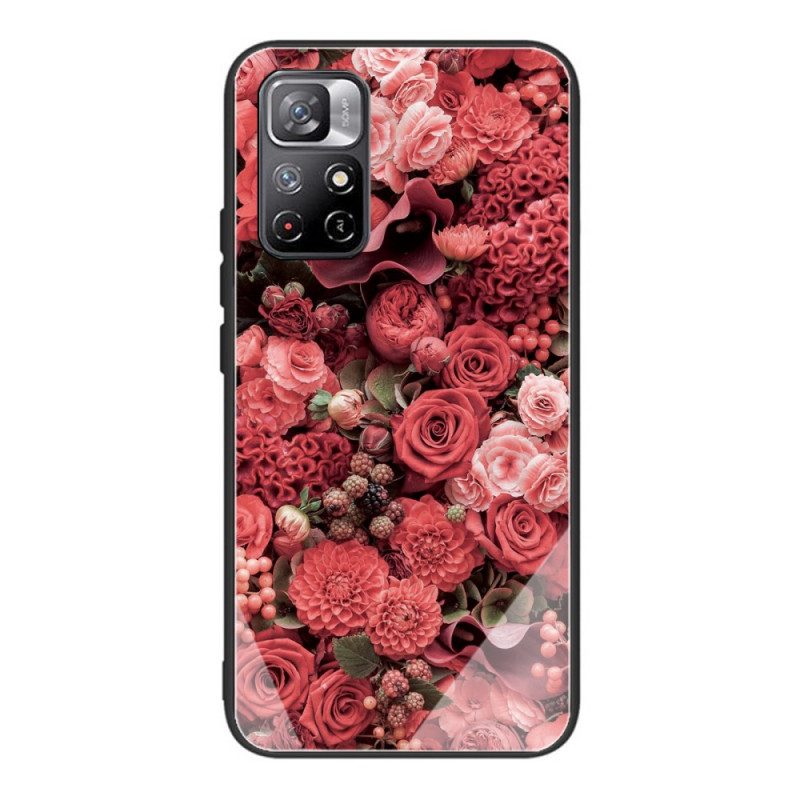 Skal För Xiaomi Redmi Note 11 Pro Plus 5G Rosa Blommor I Härdat Glas