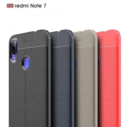 Skal För Xiaomi Redmi Note 7 Dubbellinje Litchi-lädereffekt