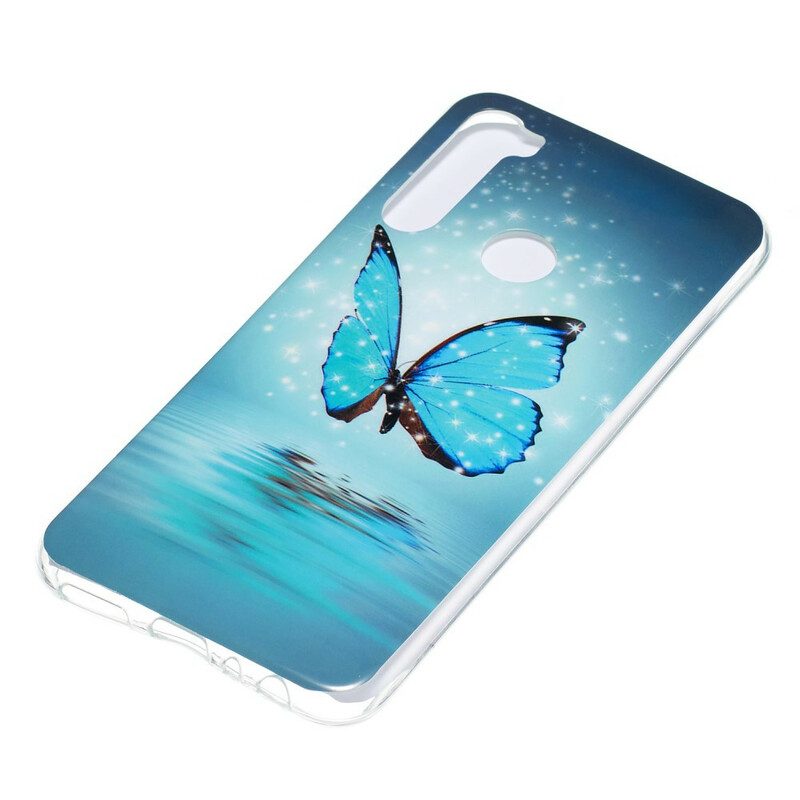 Skal För Xiaomi Redmi Note 8 Fluorescerande Blå Fjäril