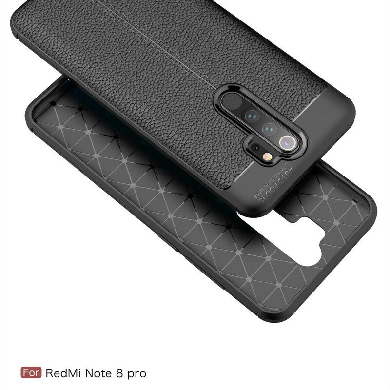 Skal För Xiaomi Redmi Note 8 Pro Dubbellinje Litchi Lädereffekt