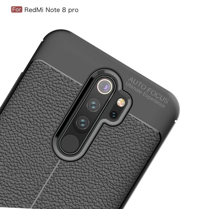 Skal För Xiaomi Redmi Note 8 Pro Dubbellinje Litchi Lädereffekt