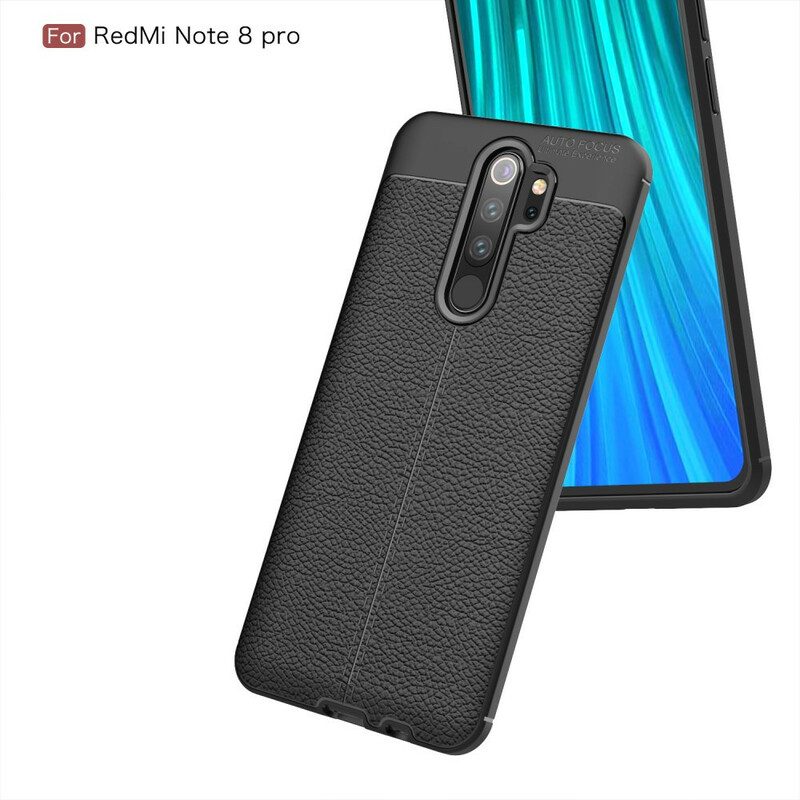 Skal För Xiaomi Redmi Note 8 Pro Dubbellinje Litchi Lädereffekt