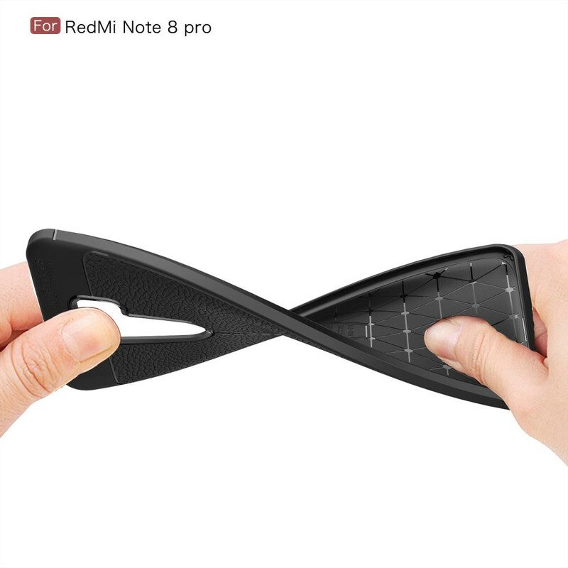 Skal För Xiaomi Redmi Note 8 Pro Dubbellinje Litchi Lädereffekt