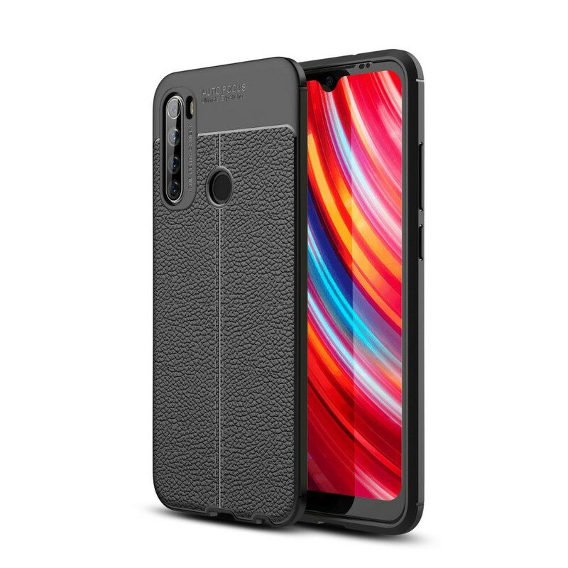 Skal För Xiaomi Redmi Note 8T Dubbellinje Litchi Lädereffekt