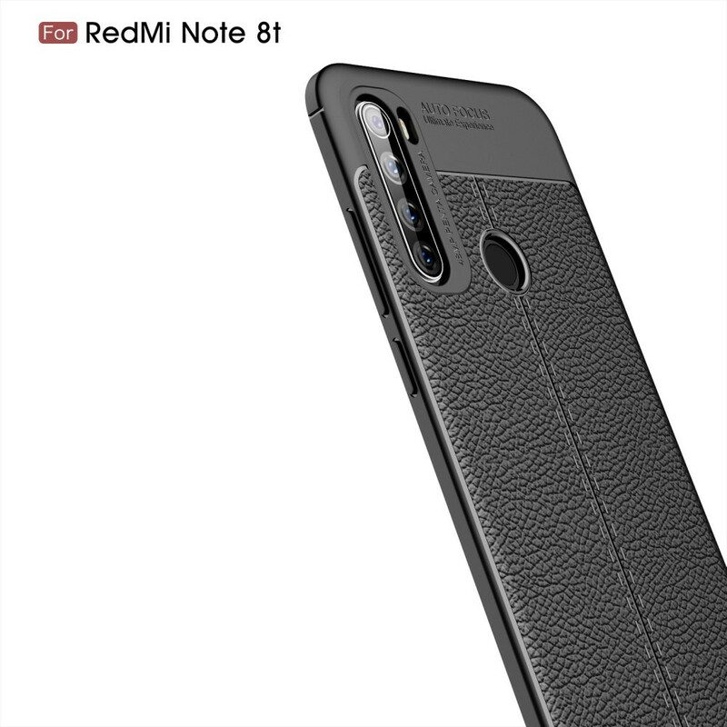 Skal För Xiaomi Redmi Note 8T Dubbellinje Litchi Lädereffekt