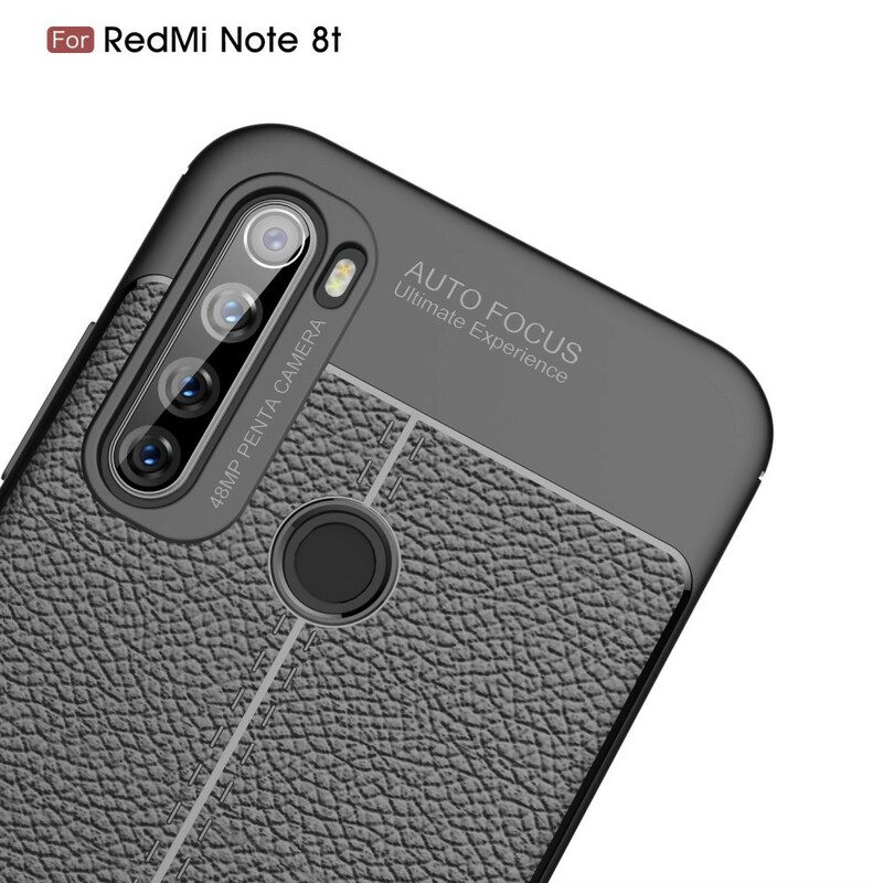 Skal För Xiaomi Redmi Note 8T Dubbellinje Litchi Lädereffekt