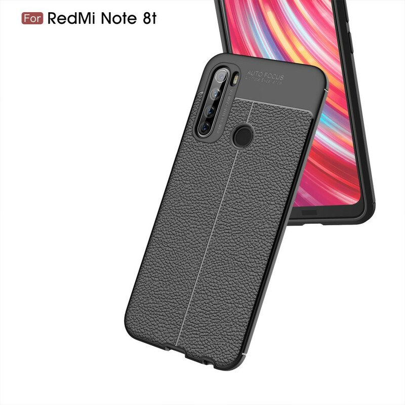 Skal För Xiaomi Redmi Note 8T Dubbellinje Litchi Lädereffekt